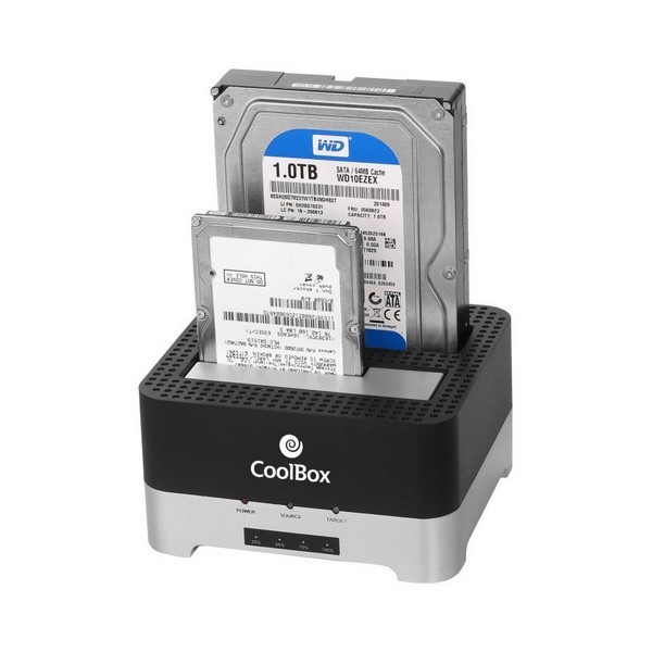 Externe Box CoolBox COO-DUPLICAT2 2,5"-3,5" SATA USB 3.0 Schwarz Weiß
