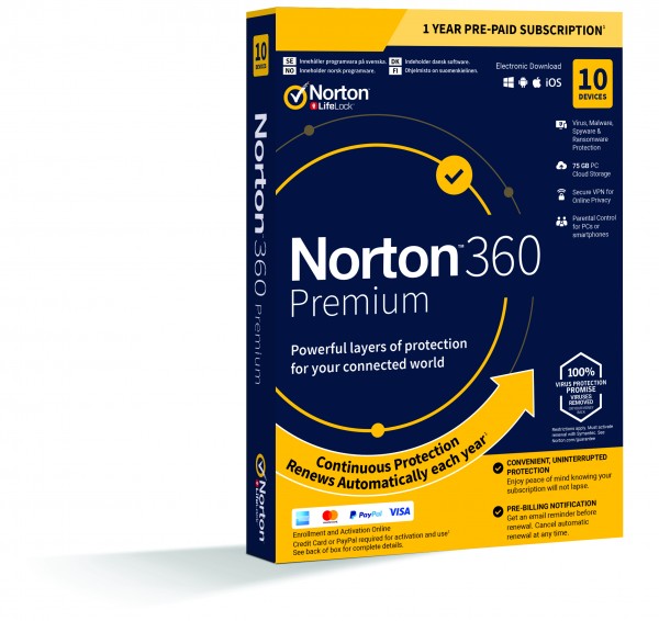 NORTON 360 PRM 75GB - 10 DEV - DE ENR