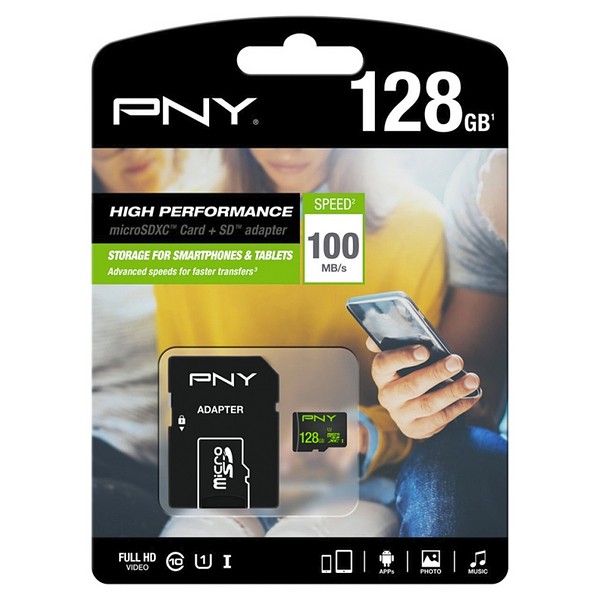 Mikro SD Speicherkarte mit Adapter PNY 100 MB/s Schwarz