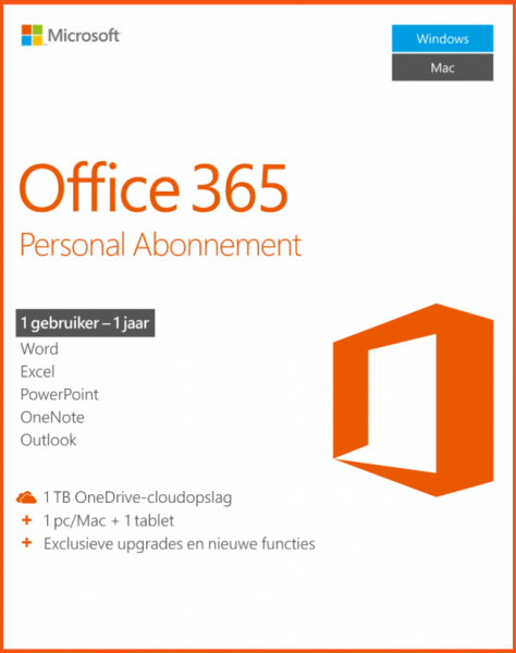 Microsoft Office 365 Personal - 1 PC or Mac, 1 Year - Download